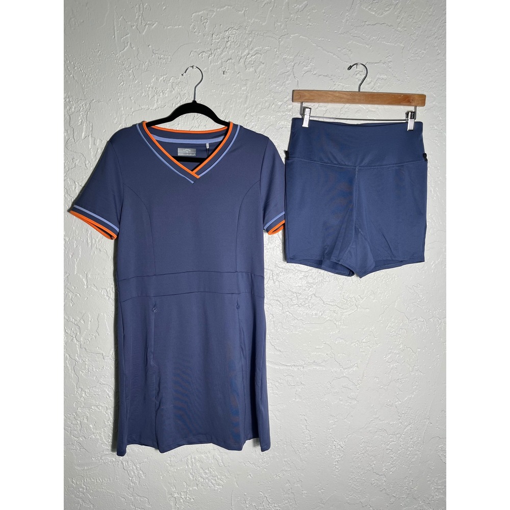 Callaway Opti-Dri Golf Dress Blue Indigo Orange Trim with Shorts Womens Medium
